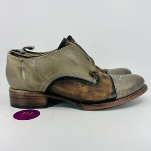 Freebird by Steven Women's Mabel Gray Distressed Leather Slip On Oxfords Size 10